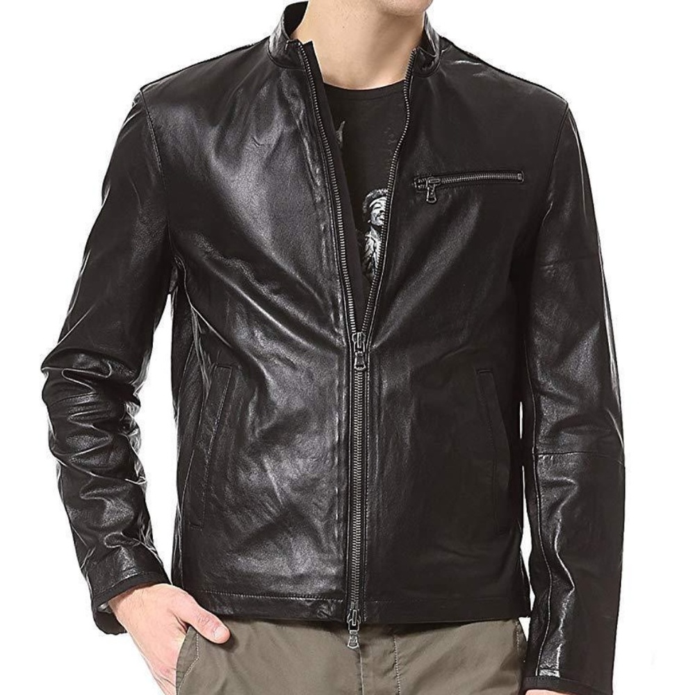 John Varvatos Star USA Men's Moto Leather Jacket - Picture 1 of 5